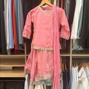Pink and Gold Kids Indian lengha